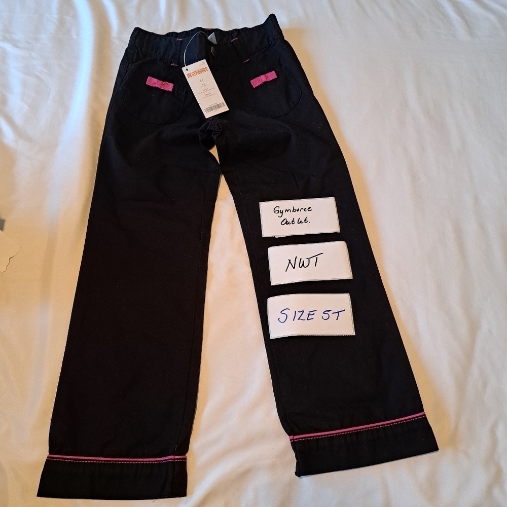 Gymboree girls size 5T black outlet pants wuth pink bows NWT